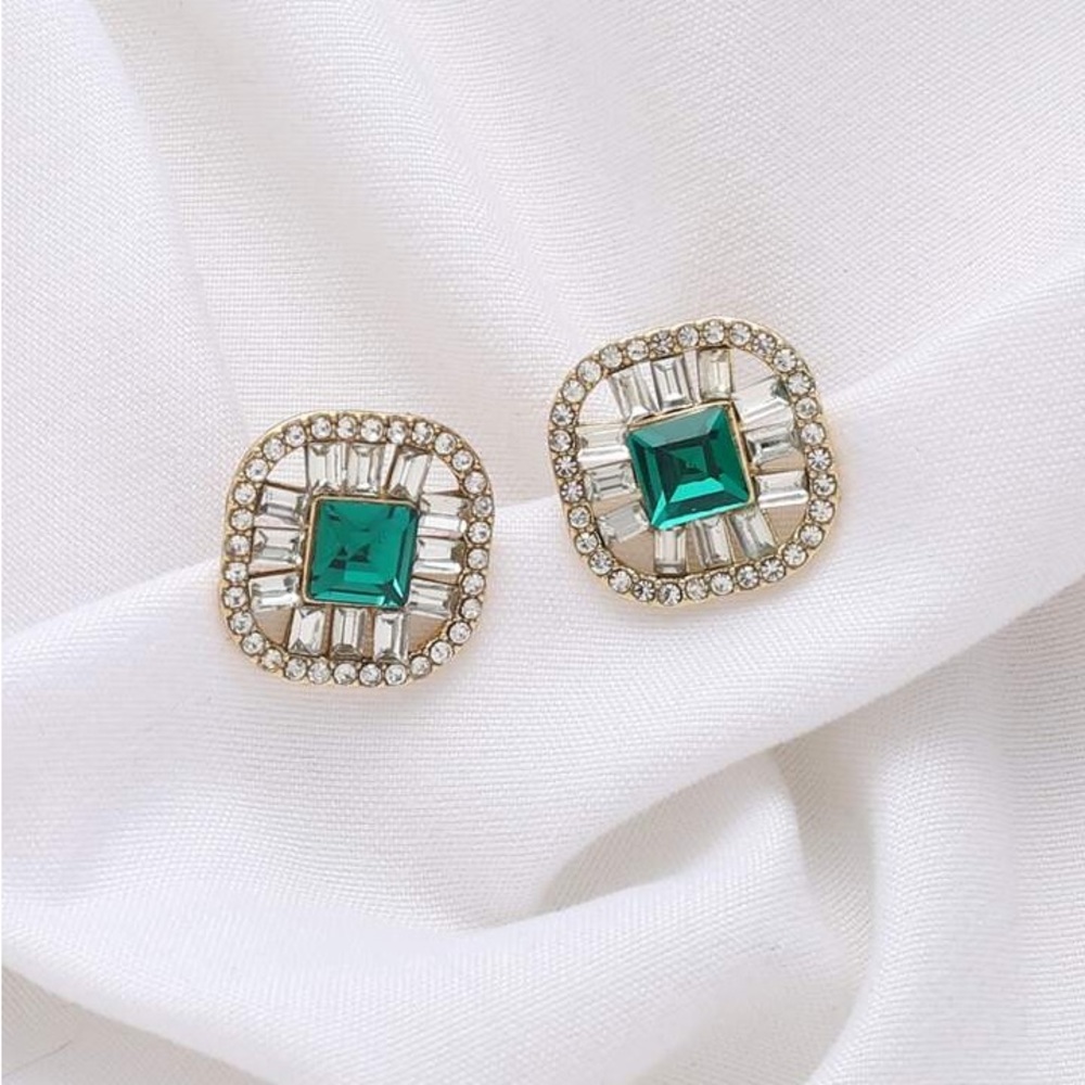 Rhinestone Art Deco Look Earrings